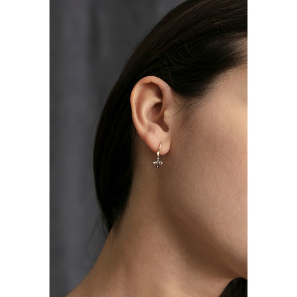 5 Octobre sidabro auskarai su deimantais CROSS D